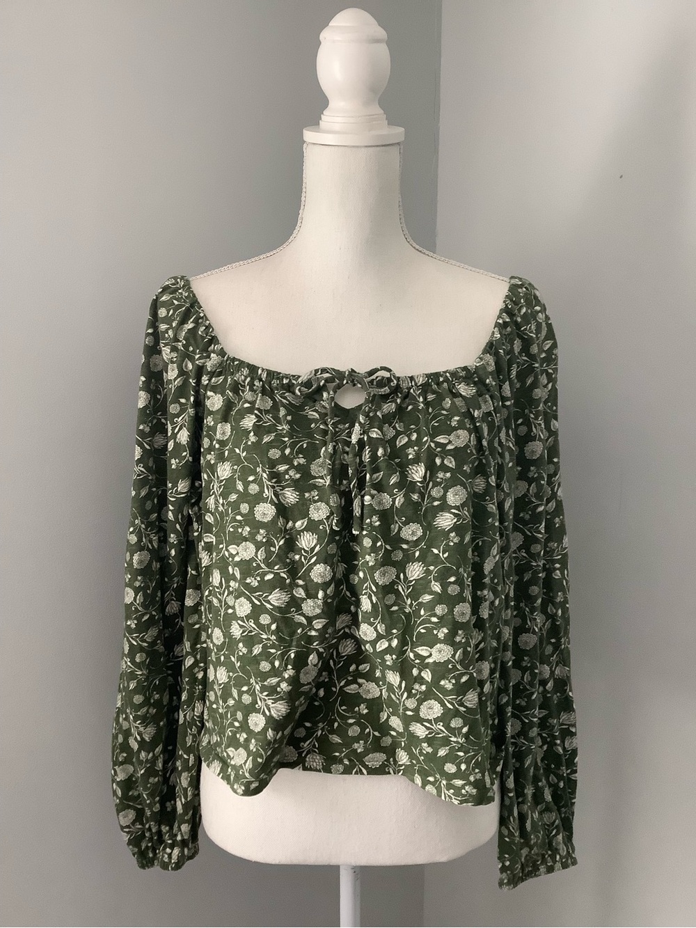 a.n.a Olive Green Floral Off-Shoulder Blouse